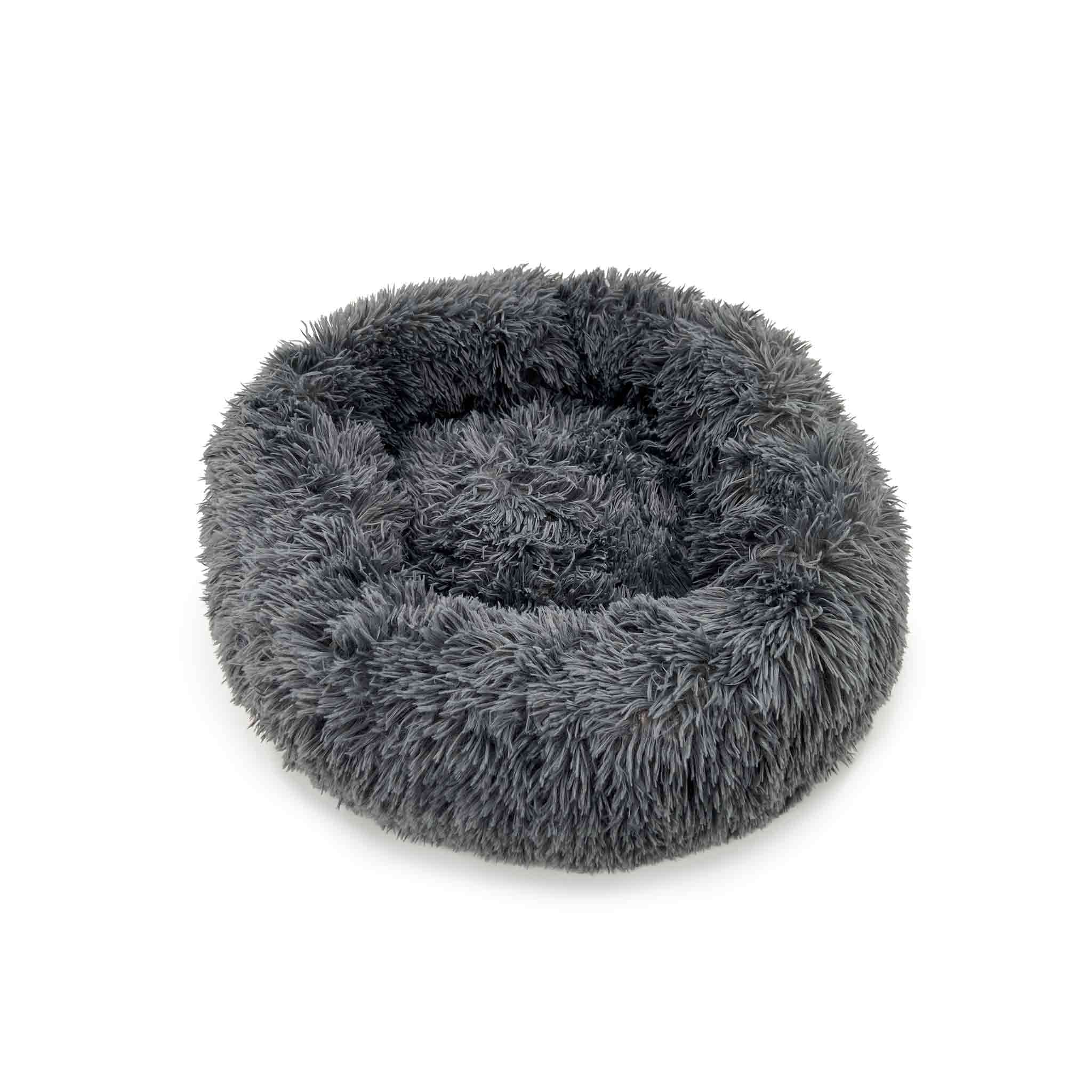 Grey fluffy dog bed best sale